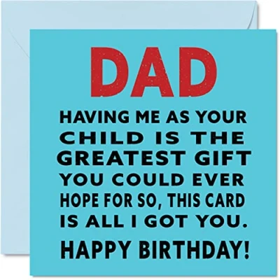 Image of Funny Birthday Cards for Dad Greatest Gift Joke Happy Card from Son Daughter, Father Gifts, 145mm x Greeting Daddy Papa