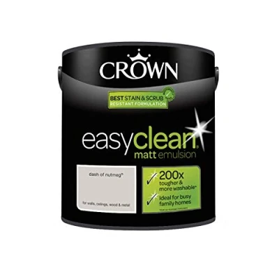 Image of 2.5L CROWN Easy Clean MATT Emulsion Multi Surface Paint That can be Used on Walls, Ceilings, Wood and Metal. Stain &amp; Scrub Resistant Formula Dash of Nutmeg