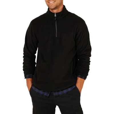 Image of Amazon Essentials Men&#039;s Quarter Zip Polar Fleece Jacket, Black, XXL