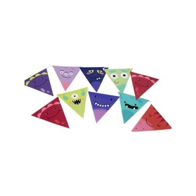 Image of Smiffys Monster Tableware, Party Bunting x1 3.5m, 18/pcs, 157g, 17x15cm, Halloween Fancy Dress Accessory, Up Goods