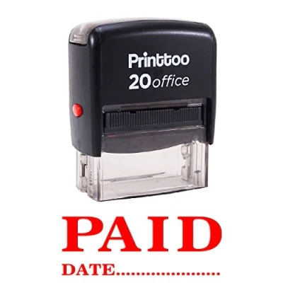 Image of Printtoo Rubber Stamp Office Stationary Paid with Date Self Inking Custom Red