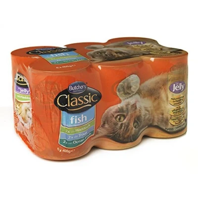 Image of Butcher&#039;s Classic Mixed Variety Fish and Meat Chunks in Jelly Cat Food Tins, 9.6kg (24 x 400g)