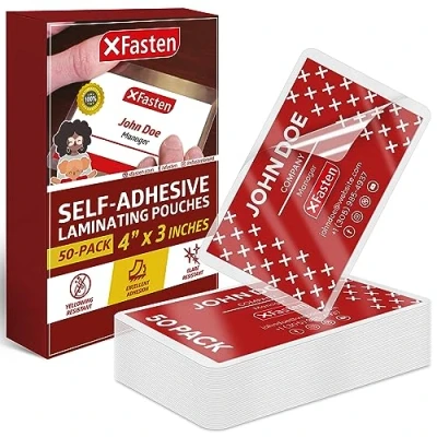 Image of XFasten Self Sealing Laminating Pouches Business Card Size, 9.5 Mil and Hard Cards Pouch (Pack of 50)