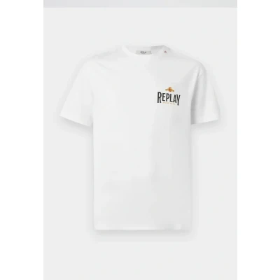 Image of Replay Print Tshirt, Men&#039;s, Size: Small, Natural white