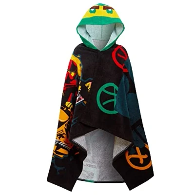 Image of LEGO Ninjago Hooded Kids Swim Bath Towel 100% Cotton Fast Dry Childs Poncho Beachtowel Bathing Toweling Swimming Wrap