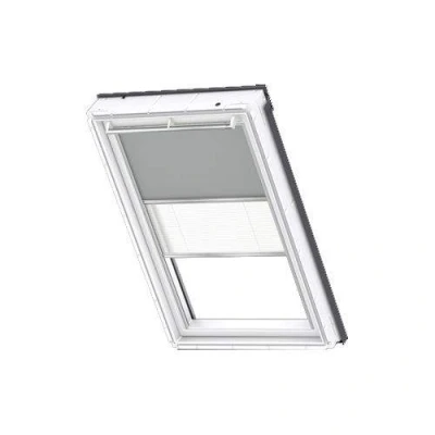 Image of VELUX Original Roof Window Duo Blackout Blind for S06, S36, Grey, with Grey Guide Rail