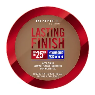 Image of Rimmel Lasting Finish 25 HR Compact Foundation 014 Warm Cinnamon, Matte Buildable Coverage, Powder to Cream, Anti Pollution Shields, SPF 20, Hyaluronic Acid, Waterproof, Hides Imperfections
