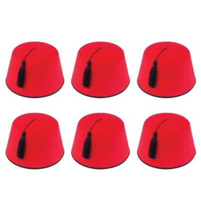 Image of Lizzy Red Fez Hat (Adult) Fancy Dress Accessory with Black Tassel Unisex for Cold WAR Russian, Turkish, Arabian, TIME Travelling Doctor (6)