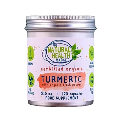 Image of Organic Turmeric with Black Pepper Capsules 515mg The Natural Health Market (120 Capsules)