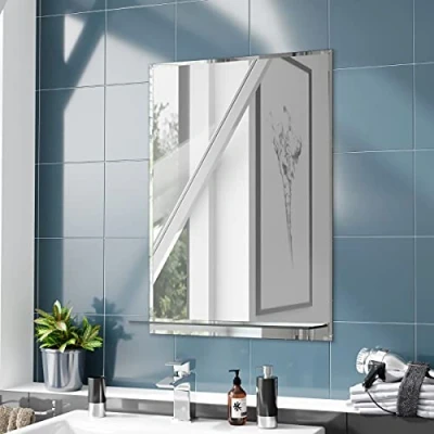 Image of Bowen 500 x 700 Straight Corner Mirror with Glass Shelf