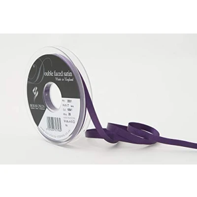 Image of Berisfords Double FACE Poly Satin Ribbon, BlackBerry, 7 mm