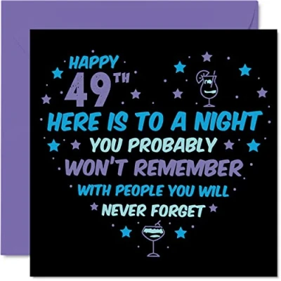 Image of Funny 49th Birthday Card for Men Women Won&#039;t Remember Happy Cards 49 Year Old Brother Sister Auntie Uncle Cousin Friend, 145mm x Forty Nine Ninth Bday Greeting Gift