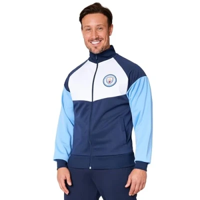 Image of Manchester City F.C. Mens Zip Up Track Jacket with Pockets (Navy, M)