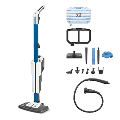 Image of Polti Vaporetto SV620_Style, steam mop with portable cleaner, cleans floors and carpets, extra function, 15 accessories, vertical parking, blue, (PTGB0087)