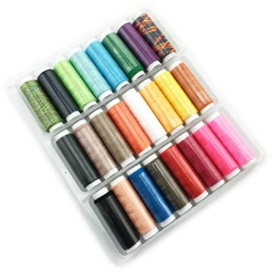Image of CENPEK Sewing Thread for Machine 24 Spools Each 120 Yard Assorted Colour Polyester Cotton Kit Set Box Handy and Sewing, Quilting, DIY, Embroidery, Beginner