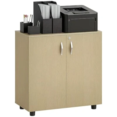 Image of Vinsetto Lockable Filing Cabinet, 2 Tier Storage Office Cabinet with Keys for Home Office, Oak