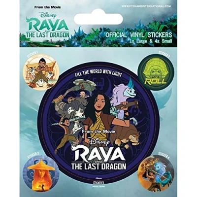 Image of Set of 5 Disney Raya and The Last Dragon Mythical Vinyl Stickers Gadget Decals