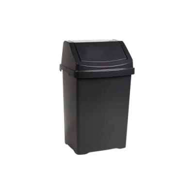 Image of M1SS Plastic Swing Bin Waste Recycle Dustbins Kitchen, Bathroom Rubbish Trash Refused Bins Midnight Dark Greyish (25 Litre)