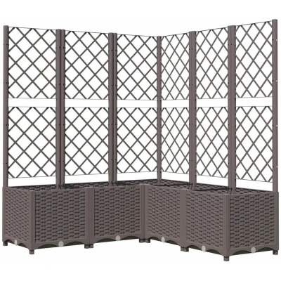 Image of vidaXL Garden Planter with Trellis Brown 120x120x136 cm PP