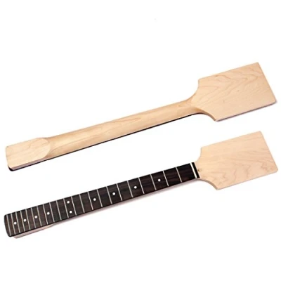 Image of Alnicov Unfinished Guitar Neck Maple Paddle Headstock 22 Fret For Electric Replacement White Dot