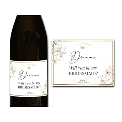 Image of Personalised Champagne/Prosecco Bridesmaid Wedding Bottle Label Any Wording
