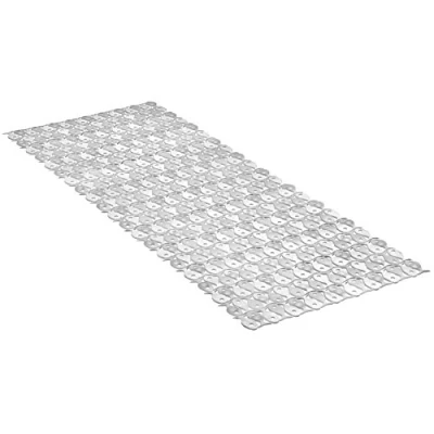 Image of TATAY Bath Mat, Non slip, PVC with Suction Cups, Resistant to Mold and Microbes, Anti Bacterial, Pisces Design, White. Measures 97 x 36 cm