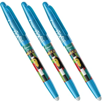 Image of Pilot FriXion BALL 07 MIKA design Erasable Pens Light Blue Ink (Set of 3) Supplied Loose