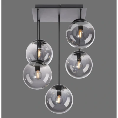 Image of JUST LIGHT. Big Widow ceiling light, glass globes, 5 bulb