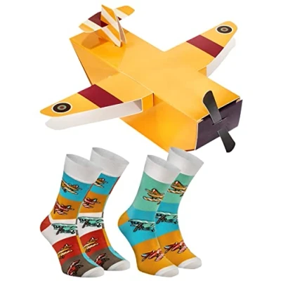 Image of Rainbow Socks Man Woman Airplane Funny Novelty Gift 2 Pairs Size UK 7,5 11 EU 41 46