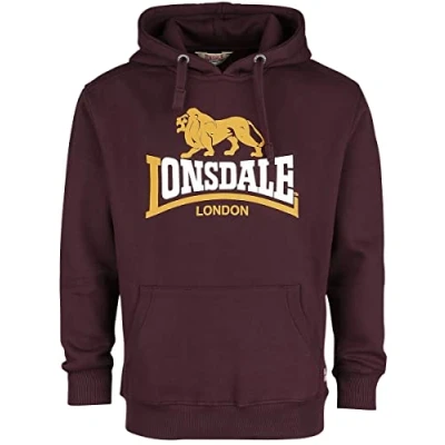 Image of Lonsdale Men&#039;s Sleeve Hooded Sweatshirt, Oxblood, XXL