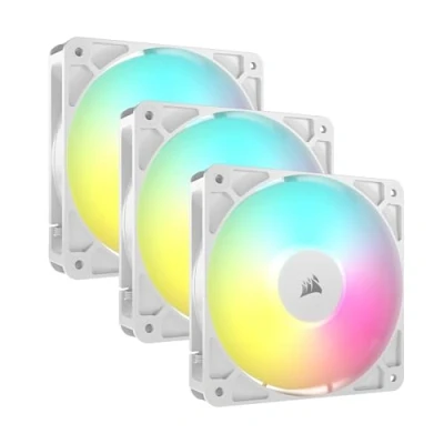 Image of Corsair RS120 ARGB 120mm PWM Fans Daisy Chain Connection Low Noise Magnetic Dome Bearing Triple Pack White