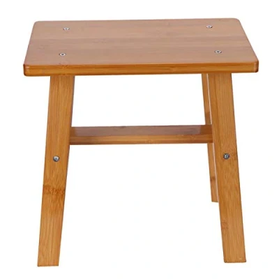 Image of VGEBY Small bamboo Stool Multipurpose Low Children Bench for Kitchen, Bathroom, Bedroom or Toy Room(Medium square stool)