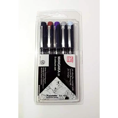 Image of Kuretake CNM 01/5V Zig Cartoonist Mangaka 01, 5 Color Marker Pen Set