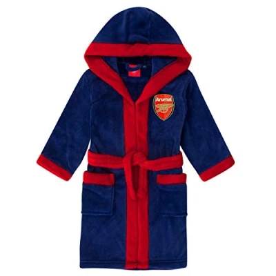 Image of Arsenal FC Official Football Gift Boys Fleece Dressing Gown Robe Blue 3 4 Years