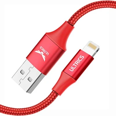 Image of ULTRICS iPhone Charging Cable 2M, (Apple MFi Certified) USB A to Lightning Lead, Nylon Braided Fast Data Sync Cord Compatible with 11 Pro/XS Max/XR/X/ 8/7/ 6s/ 6 Plus/ 5s, iPad, iPod Red