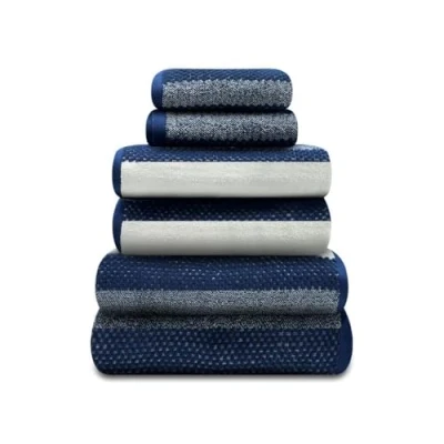 Image of GC GAVENO CAVAILIA Luxury Hand Towels 2 Pack Highly Water Absorbent Fingertip Towel Washcloth Easycare 100% Cotton Stripe (50x80 CM) Gym, Spa Thick Cloths Navy