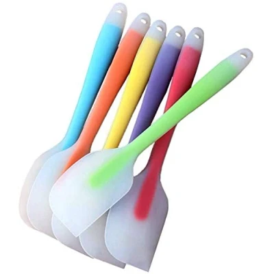 Image of Silicone Spatulas Set of 6, Heat Resistant Non Stick Flexible Rubber with Solid Stainless Steel Core Kitchen Utensils for Cooking, Baking and Mixing, Large, Seamless