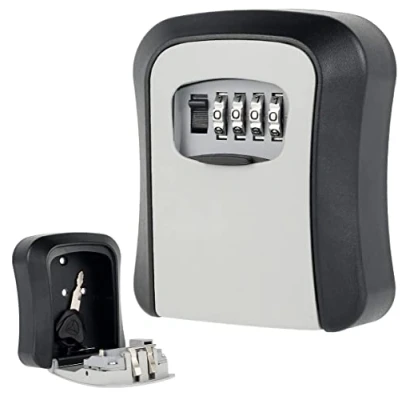 Image of Caffney Key Safe Box 4 Digit Code Lock Storage Outdoor Wall Mounted Security Password Combination Box(grey)