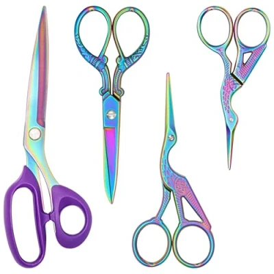 Image of Belle Vous Titanium Coating Sewing Scissors (4 Pack) Stainless Steel Dressmaking/Craft Sharp Tailor Shears for Fabric, Embroidery, Leather 10&quot; / 5&quot; 4.5&quot; 3.5&quot;