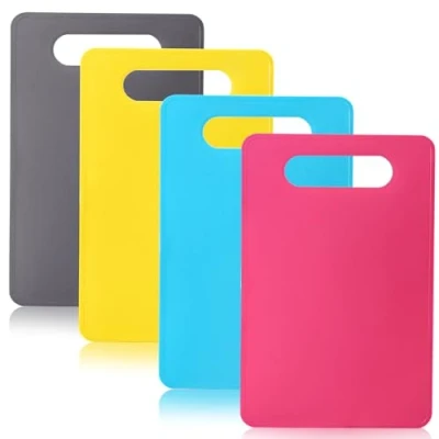 Image of Bkinpid Flexible Cutting Board BPA Free 4 Colored Plastic Mat Set, Dishwasher Safe, 11.4 in x 7.5 in, 2mm Thickness…