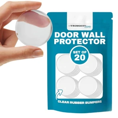 Image of Strongest Home Door Wall Protector Clear Bumpers (Set of 20) 2 Inch Silicone Self Adhesive Pads for and Handle Protection