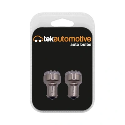 Image of Tek Automotive BLUE LED 382 P21W Bulb, Car Light Bulbs, Indicator Brake Reverse Tail Rear Fog Light, 19 12V BA15S Twin Pack