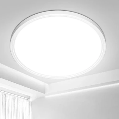 Image of Swoieltr Bathroom LED Ceiling Light, 6500K Cold White Ø22.3CM 18W Round Modern Flush Lights IP44 Waterproof Close to Light for Office, Kitchen, Bedroom, Living Room