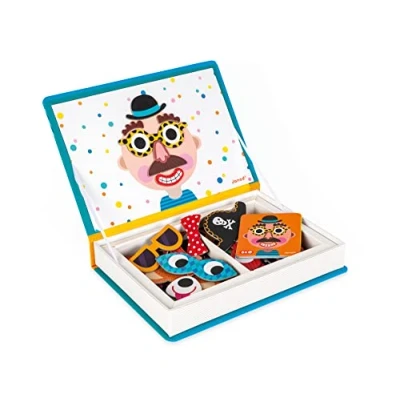 Image of Janod J02716 Magneti&#039;Book Crazy Faces Educational Game, Boys,Blue