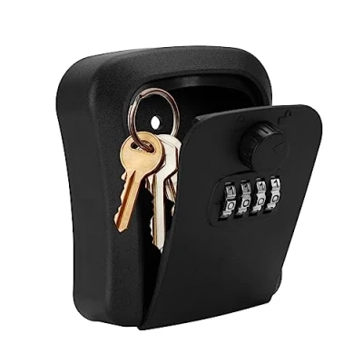 Image of Welsberg Key Box, Safe, Locker with 4 digit number code for outside and inside, Cabinet, Combination Lock, Wall Mounted Lock black