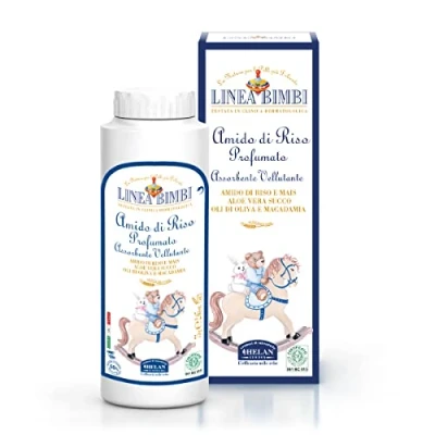 Image of Helan Linea Bimbi Bio Talcum Powder for Babies, Baby with Aloe Vera Juice, Scented Rice Starch Moisturising, Soothing, Against Irritation, Essentials Newborn Made in Italy, 75 g