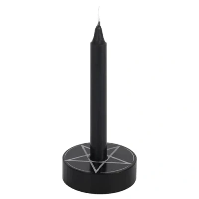 Image of Something Different Candle Holder Black, White, Brass, Pentagram Design CANDLE_HOLDER