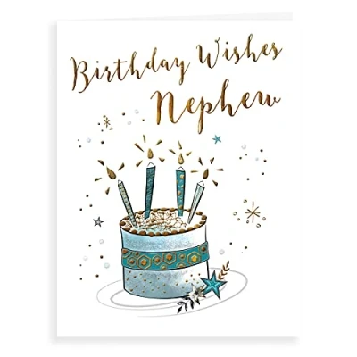 Image of Piccadilly Greetings Koko Designs K70035 Luxury Beautiful Contemporary Birthday Wishes Card Nephew 8 x 6 inches, silvergreyblackbrown
