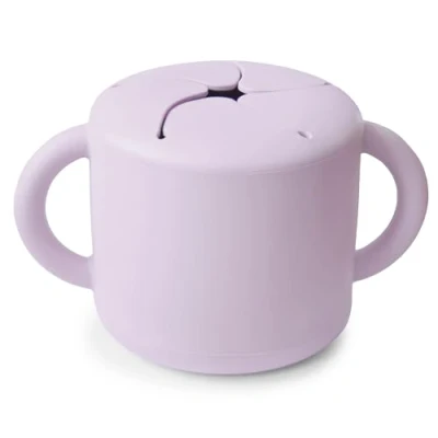 Image of Mushie Baby Snack Food Pots for Toddlers Silicone Cup Spill Proof Toddler, &amp; Kids Easy Grip Children Material: Grade Dishwasher and Microwave Safe (Soft Lilac)