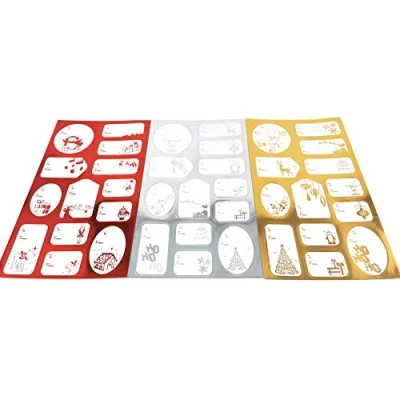 Image of YLAB 150 Present Labels Christmas Red, Gold &amp; Silver Foil Stickers